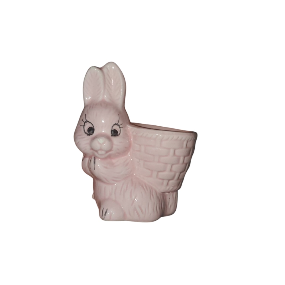 Vintage pink bunny egg cup